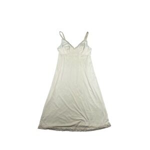 Vintage 90s Vanity Fair Slip Dress 34 Sheer Beige‎ Lace Trim Full Lingerie